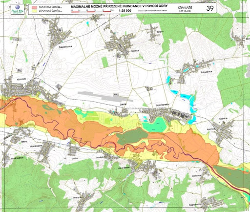 STE - Schematická mapka inundací rozlivů